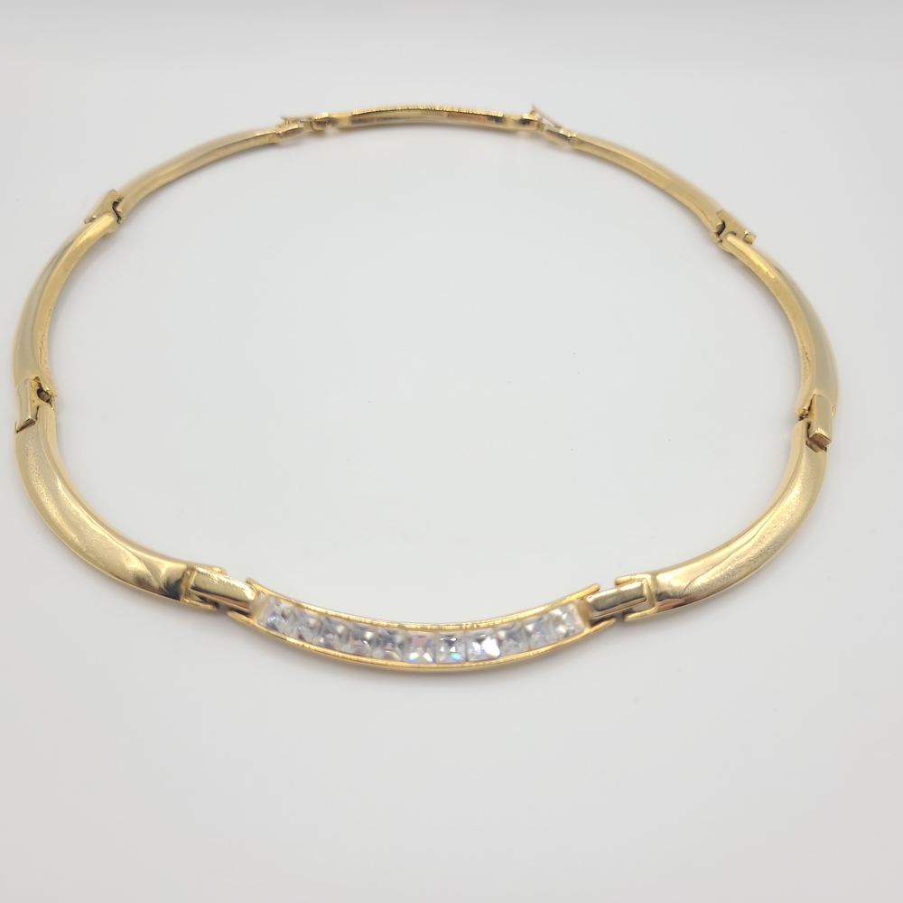 Vintage Gold Tone Crystal Choker Necklace with Extension - Picture 4 of 11